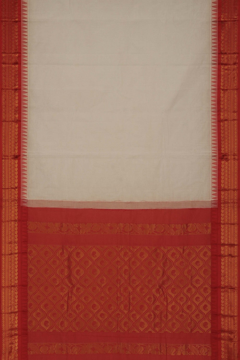 Image of Gadwal Cotton Off White Saree